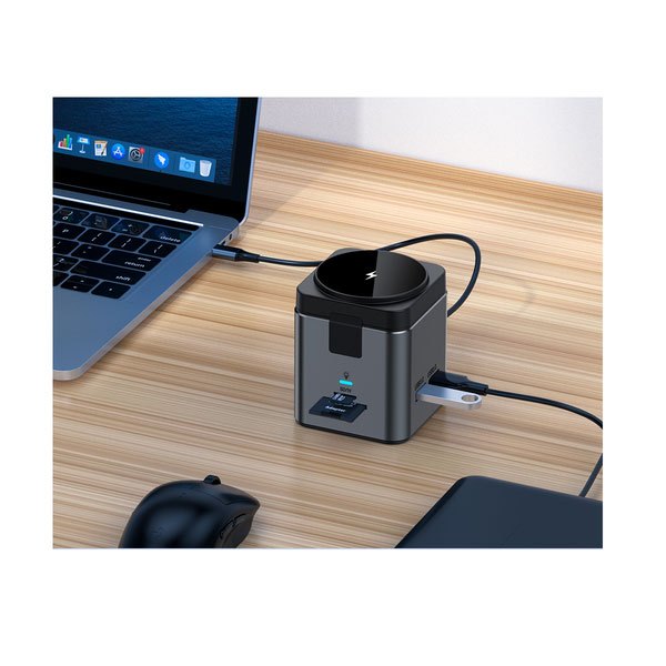 Lazos USB Type-C ワイヤレス充電 マグネット式 ステーション 9in1 [L-MG9IN1-DG] SDカード HDMI USB3.0 LANポート
