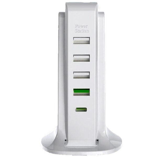 Lazos タワー式急速充電器 USB 4ポート PD 1ポート ホワイト [L-PD1U4-W] 5点セット-thumbmail-3