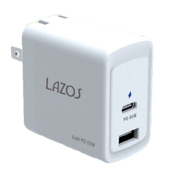 Lazos 窒化ガリウム採用 GaN AC充電器 65W ホワイト L-AC-G65 折りたたみ式プラグ 10点セット-thumbmail-4