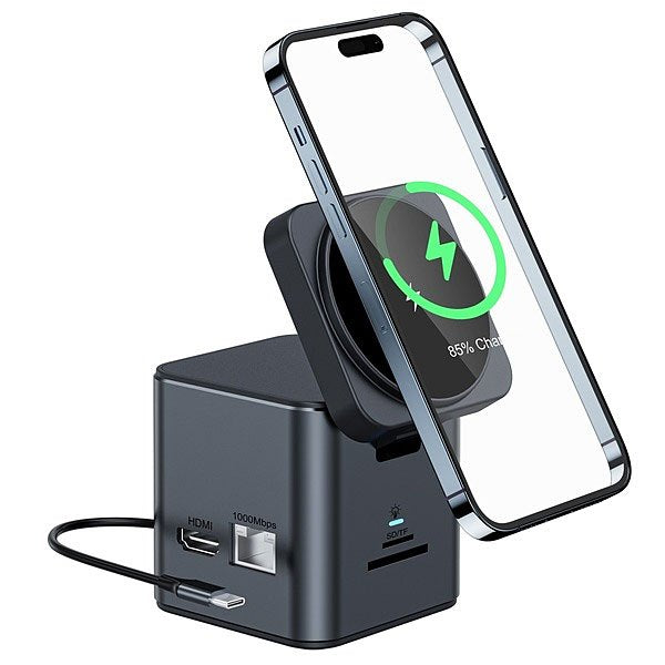 Lazos USB Type-C ワイヤレス充電 マグネット式 ステーション 9in1 [L-MG9IN1-DG] SDカード HDMI USB3.0 LANポート-thumbmail-5