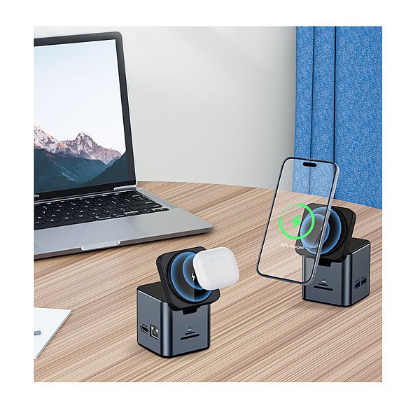 Lazos USB Type-C ワイヤレス充電 マグネット式 ステーション 9in1 [L-MG9IN1-DG] SDカード HDMI USB3.0 LANポート-thumbmail-3