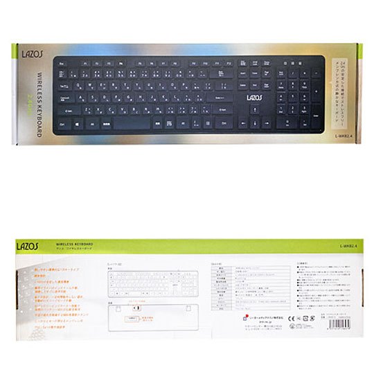 Lazos 2.4GHzワイヤレスキーボード L-WKB2.4 電池残量表示 単四乾電池 x1 日本語108キー USBワイヤレス接続 3点セット-thumbmail-5
