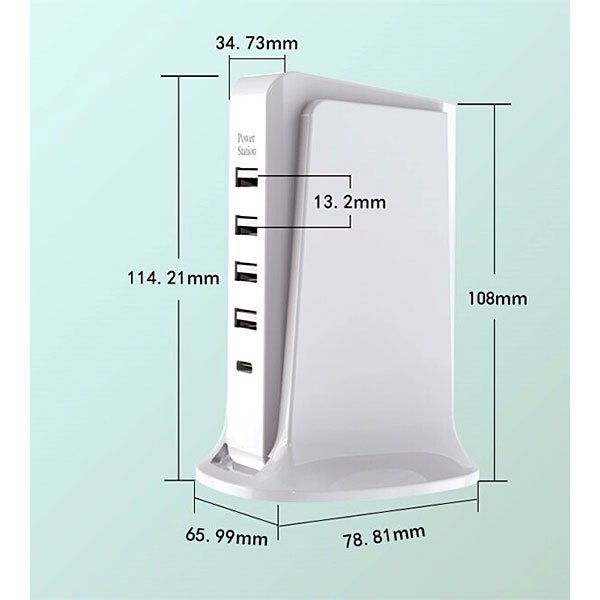 Lazos タワー式急速充電器 USB 4ポート PD 1ポート ホワイト [L-PD1U4-W] 5点セット-thumbmail-5
